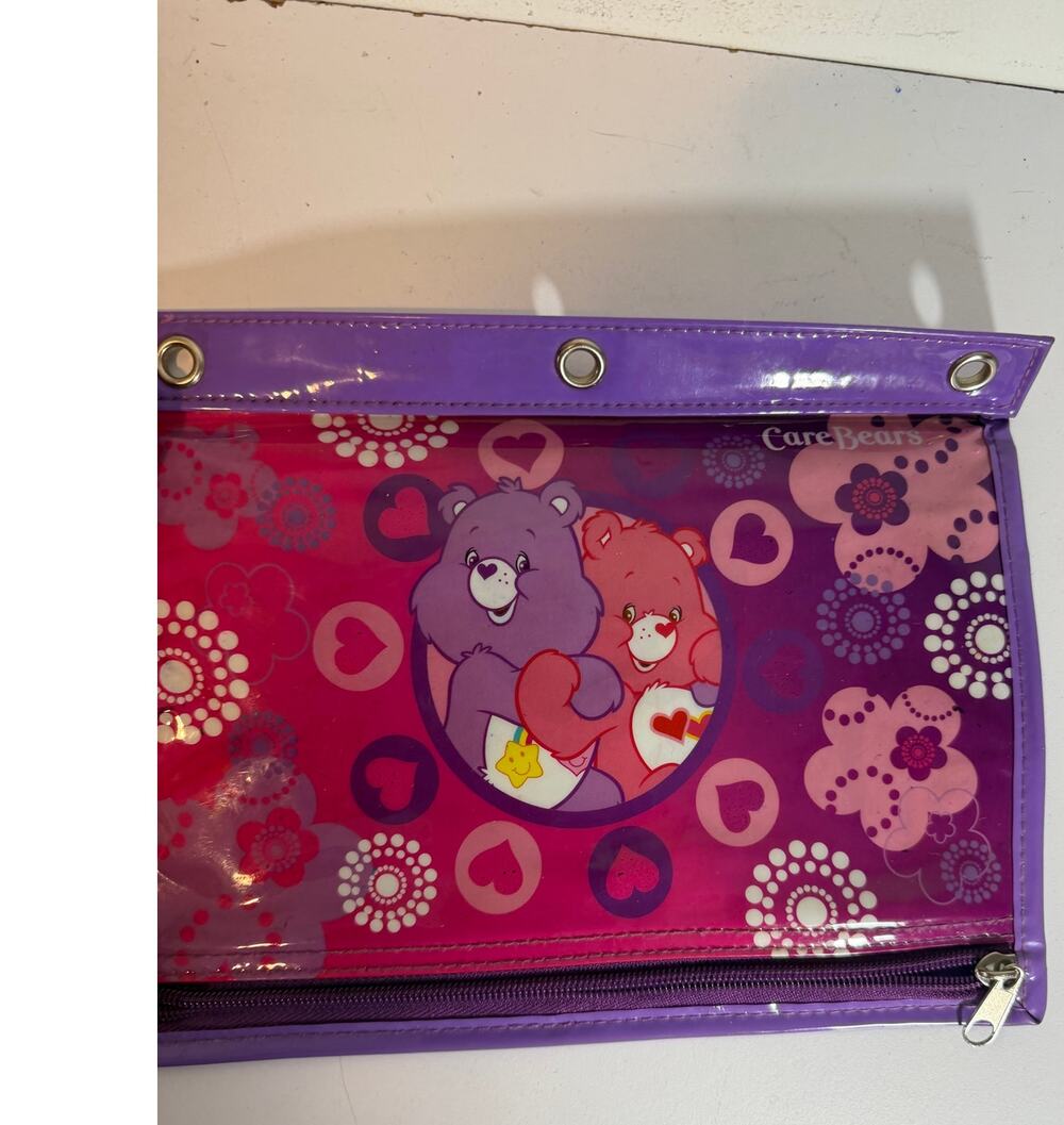 Vtg 2003 CARE BEARS Large Zip Up 3-Ring Binder Notebook Pencil Pouch 10” X 12”